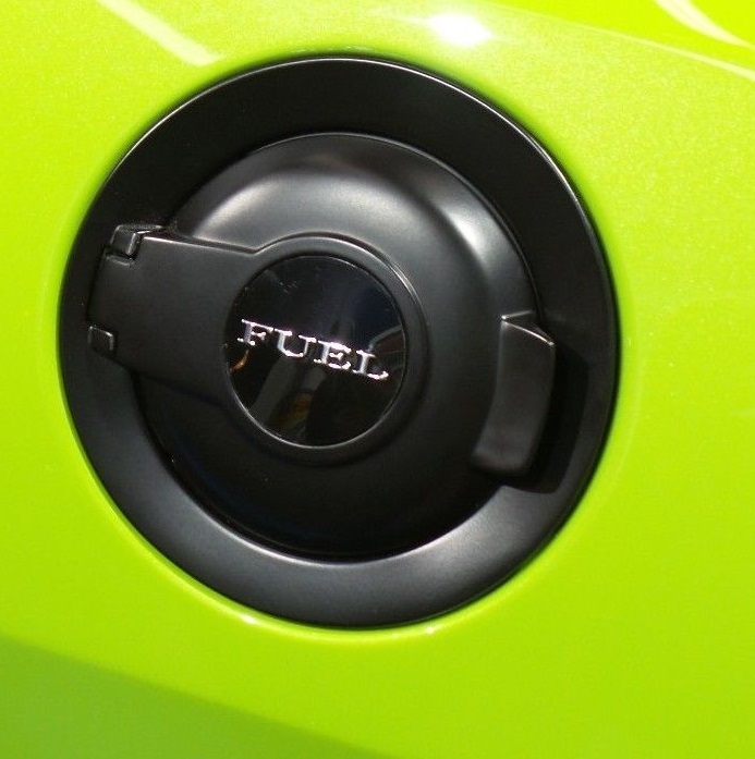 "Fuel" Logo OEM Dodge Challenger Vapor Black Fuel Door - Click Image to Close
